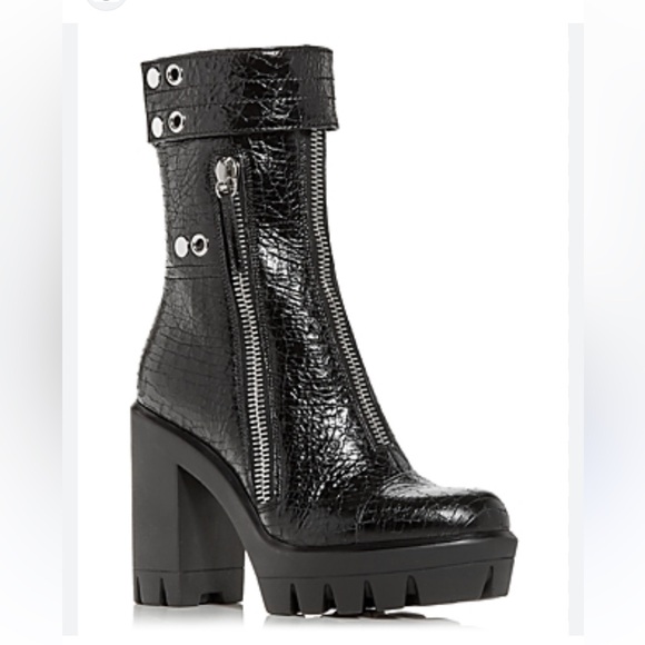 Giuseppe Zanotti Women's Gintonic Croc Embossed High Heel Platform Booties - Picture 1 of 10